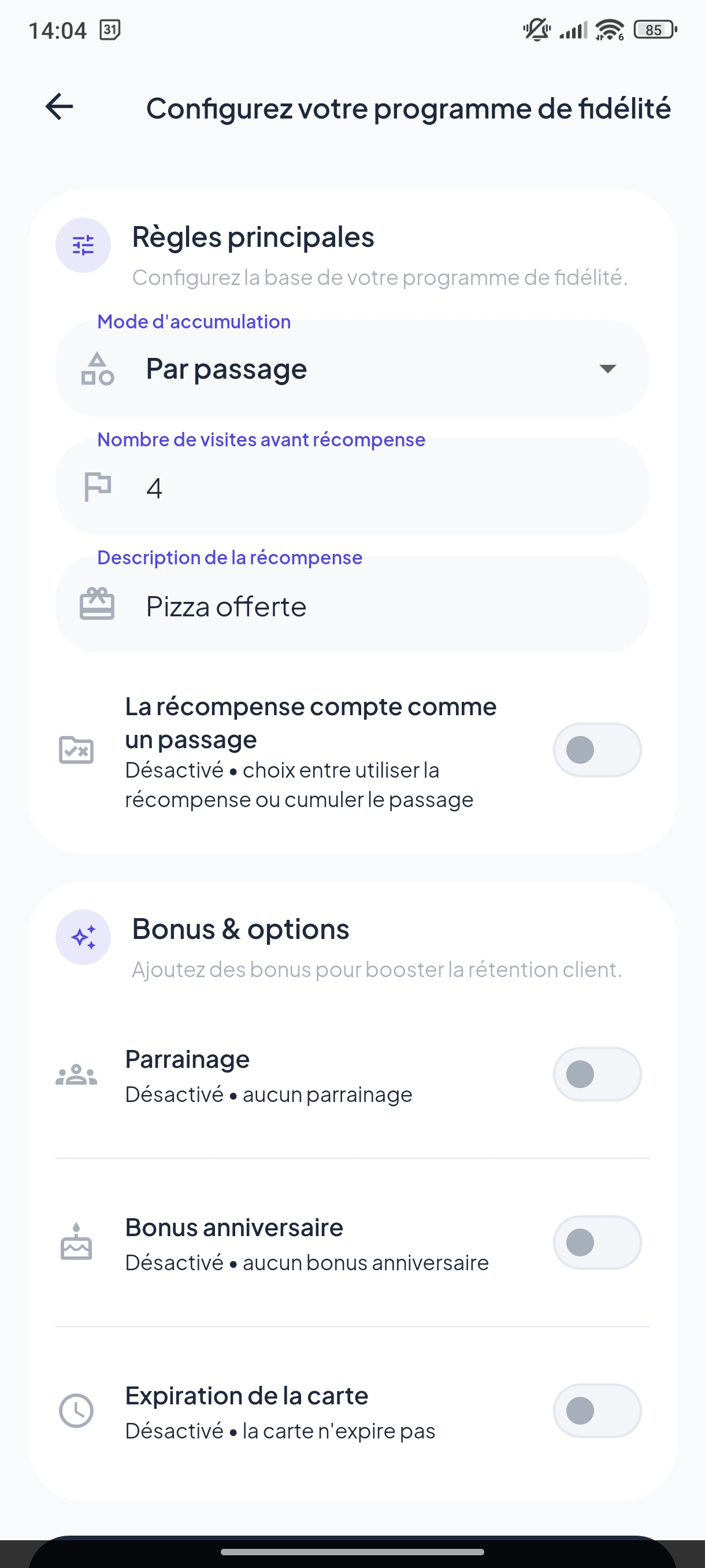 Exemple de carte de fidélité personnalisée, visuel 2